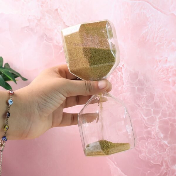03_7d53fa8f-355e-46cb-b7fe-b17fd07c0fd1.jpg Faceted Glass Hourglass Sand Timer - (1 Pc / 4 Minutes Approx Time)