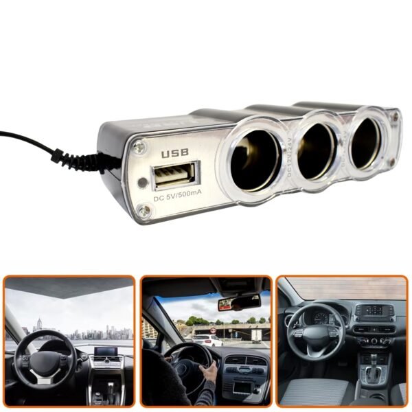 03_8464596b-5a3b-437a-b4db-bfd51987a8f8.jpg Triple 3 Way Car 12v Lighter Socket Splitter USB Charger Power Adapter