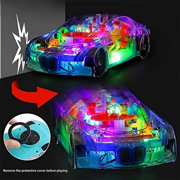 Rotating Transparent Gear Concept Car with Musical and 3D Flashing Lights Toy