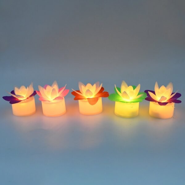 Decoration Candles/Led Diwali Decor Lotus Flower Candle, Diwali (5 Pc)