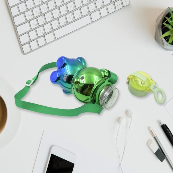 Cute Plastic Water Bottle with Strap & Stickers  Kids School Bottle (1 Pc)