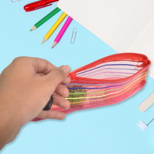 03_8def19d6-630b-4a59-9c95-c297c7bdcef8.jpg Transparent Zippered Nylon Mesh Multi Purpose Pouch / Purse