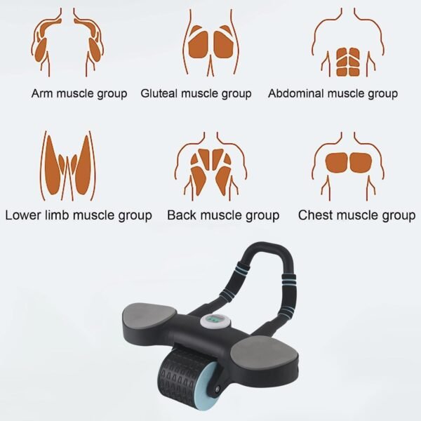 Abdominal Wheel Roller with Elbow Support, Timer & Skipping Rope (1 Set)