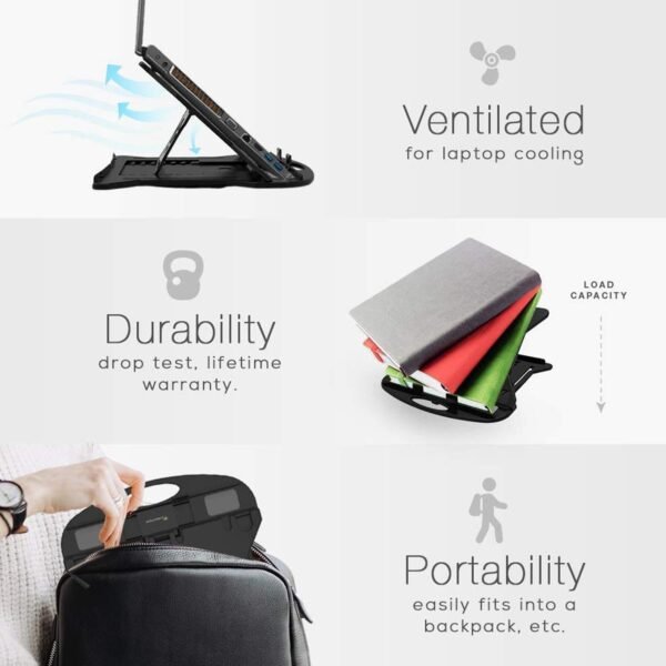 Adjustable Laptop Stand Patented Riser. With Portable Mobile Stand