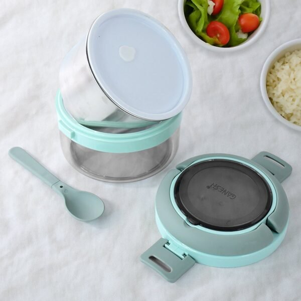Ganesh Tiara 400ml Stainless Steel Insulated Lunch Box Leakproof Lid & Folding Spoon