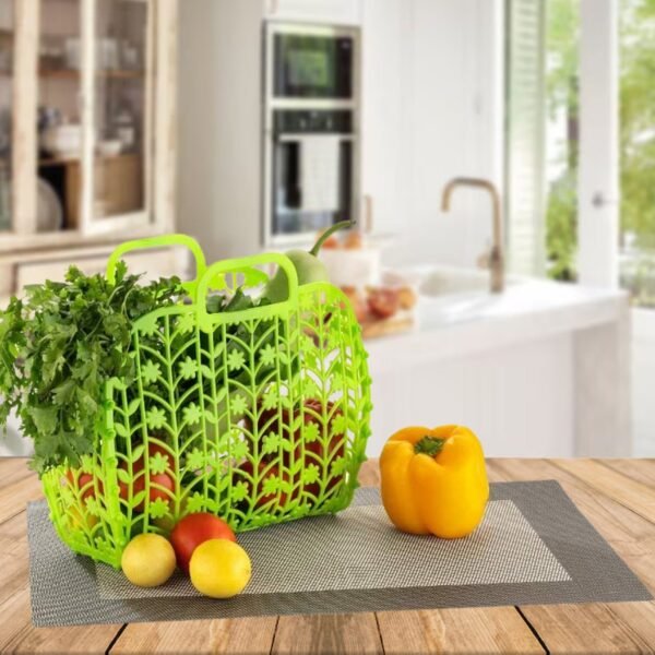 Plastic Basket Bag || Fruit & Vegetable Storage Basket (3 Pcs Set / Multicolor)