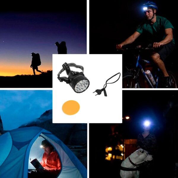Head Lamp 15 Led Long Range Rechargeable  Lamp Use For Camping, Hiking