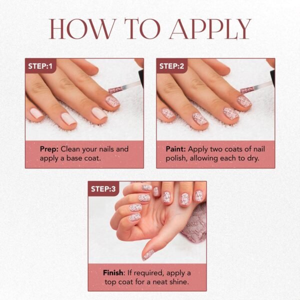 OG Beauty Metallic Rose Starlet Glitter Nail Paint (10 ML / 1 Pc)