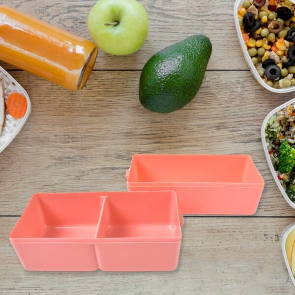 Plastic 2 Layer Leak Proof 3 Compartment Lunch Box for Office  (1 Pc)