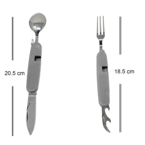 4-in-1 Stainless Steel Travel / Camping Folding Multi Swiss Cutlery Set