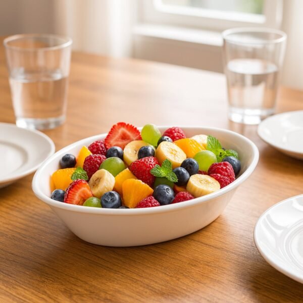 Plastic Marin Serving Bowl – Elegant Oval Deep Bowl (1 Pc / White)