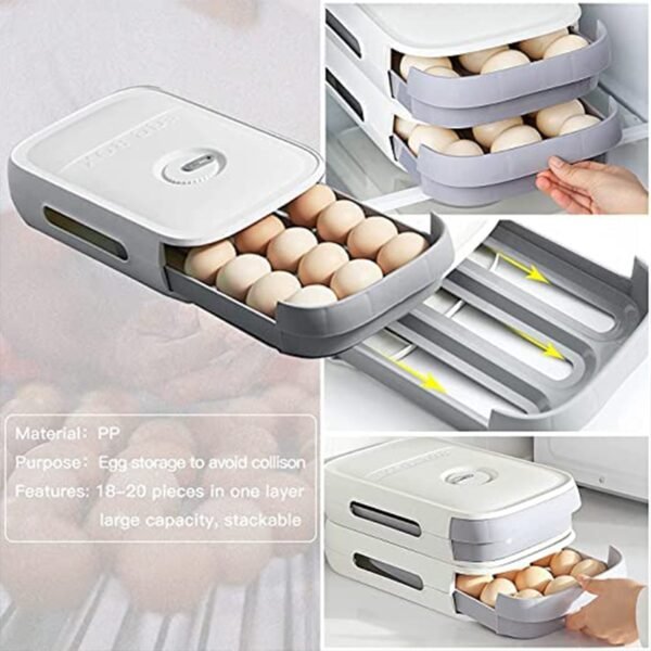 03_c3e47cde-d46a-4d4c-ab0d-1c1be382edf4.jpg Plastic Egg Storage Box Drawer Style Fridge Organizer Tray (1 Pc)
