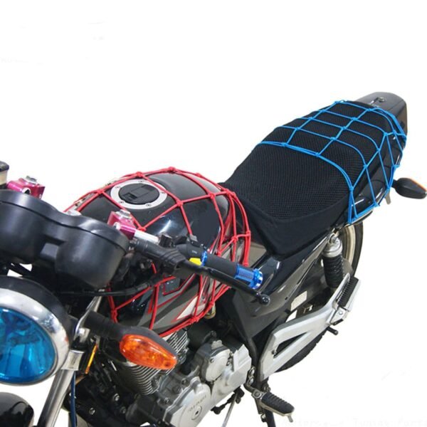 Heavy-Duty Elastic Bungee Cargo Net Mesh Holder - 4 Adjustable Hooks for Motorcycle