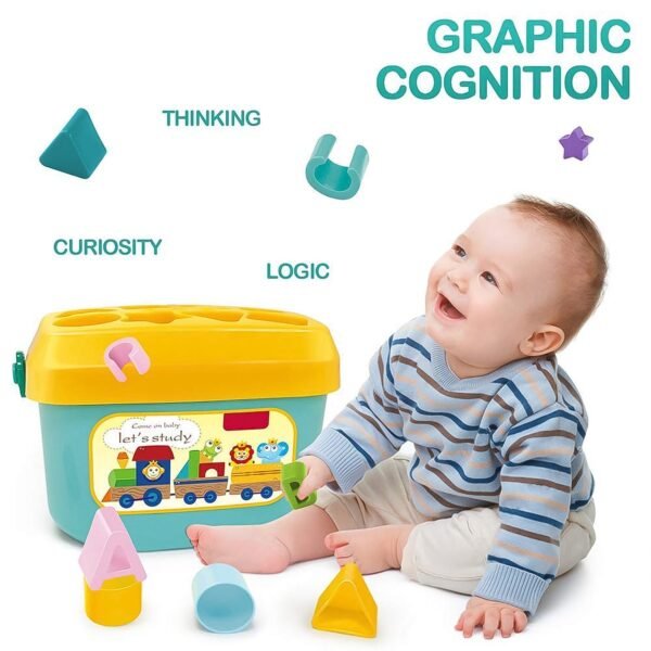 Baby First Block Set Kids Non-Toxic Abcd Geometric Shape Sorting & Stacking (1 Set)