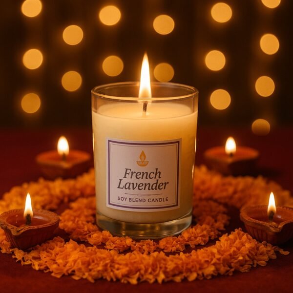 In'lief French Lavender Soy Blend Scented Candle in Glass Jar (50GM / 1 Pc)