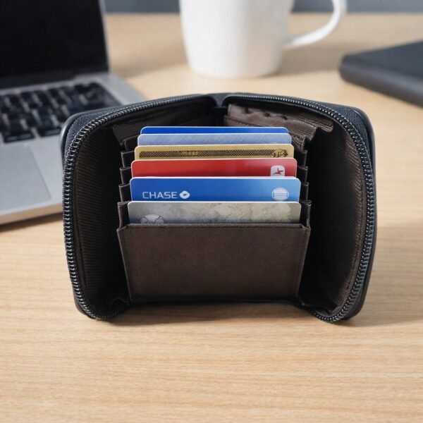 Compact Zip-Around Card Holder Wallet for Men & Women (1 Pc)