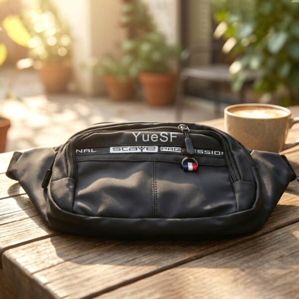 03_d98fa81a-4553-4d51-96c8-12e669fb212d.jpg Stylish Multi-Pocket Black Waist Bag / Fanny Pack (1 Pc / Mix Design)