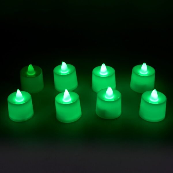 Green Flameless LED Tealights Smokeless Decorative Candles LED Tea Light Pack of 8