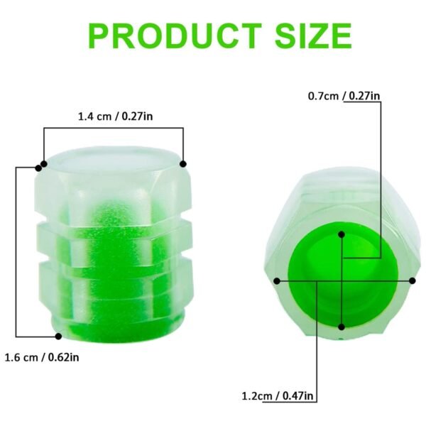 Luminous Tyre Valve Caps – Glow-in-the-Dark Air Stem Covers (4 Pcs / Mix Colour)