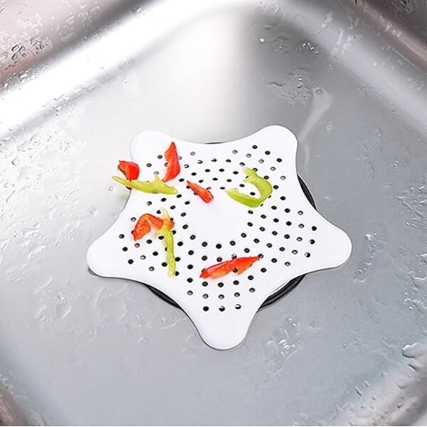 White Silicone Star Shaped Sink Filter Bathroom Hair Catcher Drain Strainers Basin
