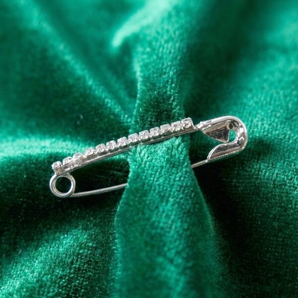 Decorative Silver Finish Safety Pin Brooch Set (12 Pc Set)