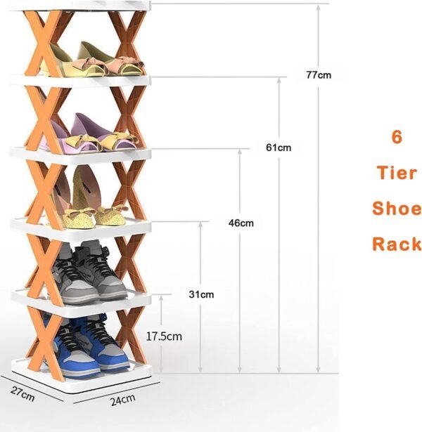 6 Layer Foldable Shoe Rack, Portable Storage Organizer for Home & Office