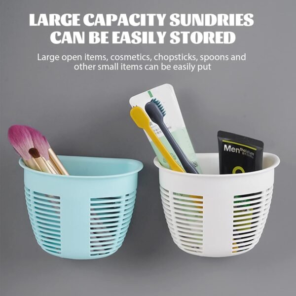 03_e389bc7b-c782-4b4e-8306-5cd075b4d254.jpg Hanging Plastic Storage Basket, Adhesive Wall Mounted Organizer Box Make Up Holder Shelf Bathroom Wall Basket Punch Free Drain Basket for Kitchen Bathroom, Wall Type Storage Basket (1 Pc)