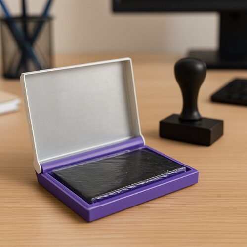Yashu Plastic Stamp Pad Violet Ink, Quick-Dry Refillable Pad (1 Pc)