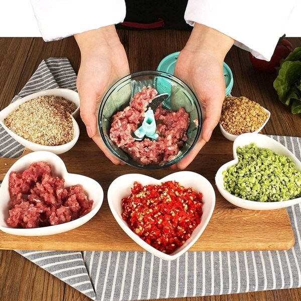 6 BLADE 2IN1 MANUAL FOOD CHOPPER, COMPACT & POWERFUL HAND HELD VEGETABLE (1000Ml)