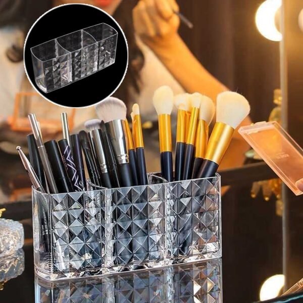 03_e84644a8-23f7-4a47-a2d6-53aa5659ef2e.jpg Elegant Crystal-Effect 3-Compartment Acrylic Makeup Brush Holder (1 Pc)