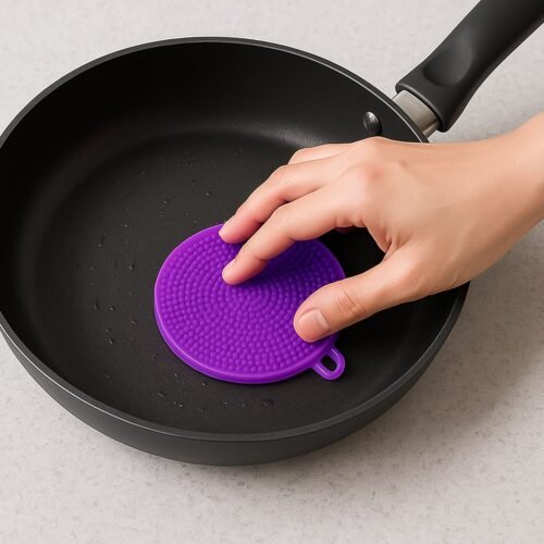 03_eab76feb-4068-4299-a77f-111ab1b59c9f.jpg Purple Silicone Dish Scrubber Sponge Mildew Free, Non Stick, Heat Resistant