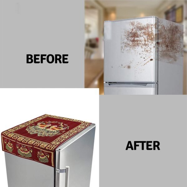 03_eb94d10f-81aa-4165-ae19-fc27844092b5.jpg Cotton Fridge Top Cover with Side Pockets for Home Decor (100×60 CM)
