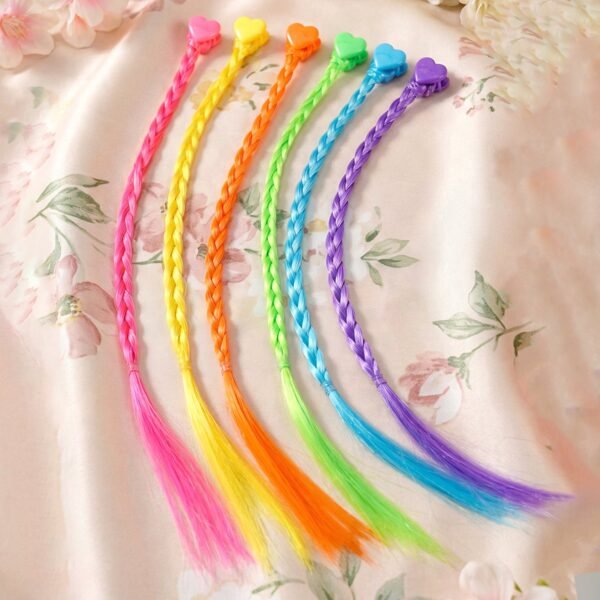 Colourful Braided Hair Extension Streaks for Girls & Kids (6 Pc)