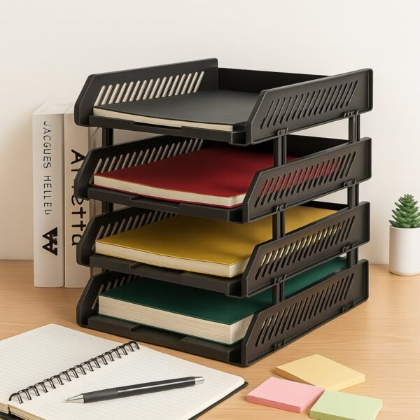 4-Layer Multifunctional File Rack with Drawers for Office Desk