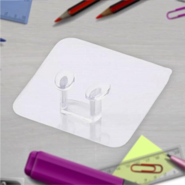 Transparent Self-Adhesive Wall Hook Waterproof & Oil-Proof Strong Holder (1 Pc)