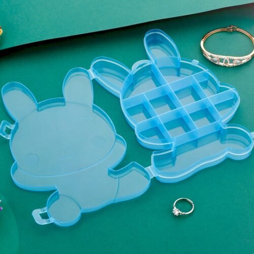Transparent Cartoon Bear Plastic Storage Box Jewelry Organizer Holder  1 Pc
