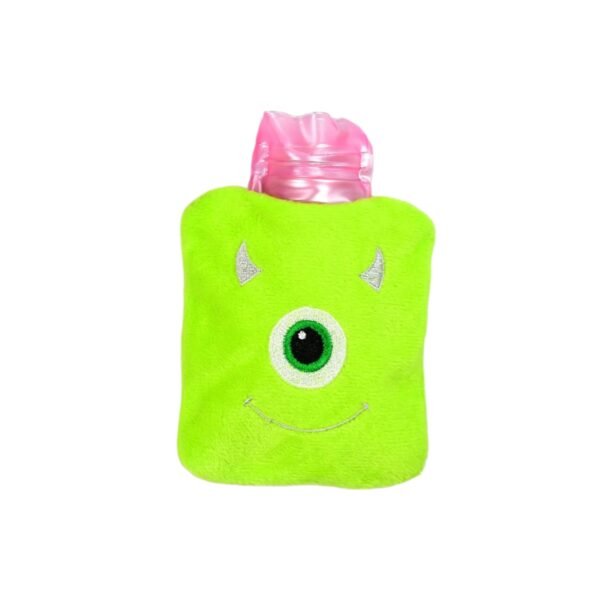 03_fd6813bb-a7d6-4cd9-9a2d-b046b94727a2.jpg Green One-Eyed Monster Print Small Hot Water Bag with Cover for Pain Relief