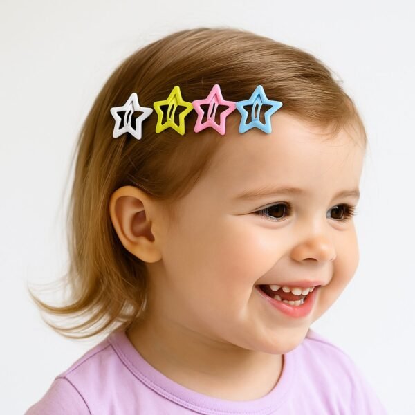 03_hair-clip.jpg Metal Printed Star Shape Hair Clips (10 Pcs Set)