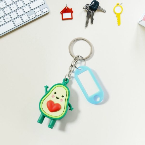 Cute Avocado Cartoon Keychain with Name Tag Holder (1 Pc)
