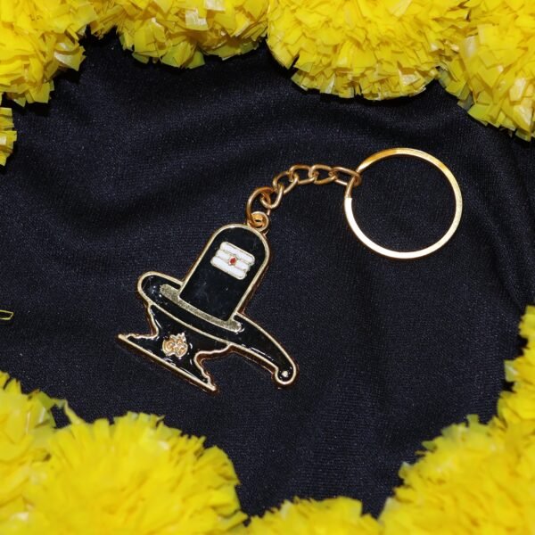 Shivling Design Golden Keychain (1 Pc)