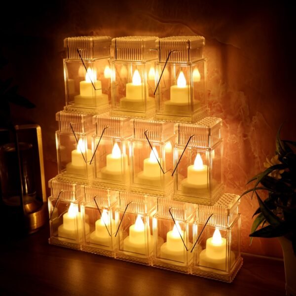 Set of 12 LED Storm Lantern Decorative Lights