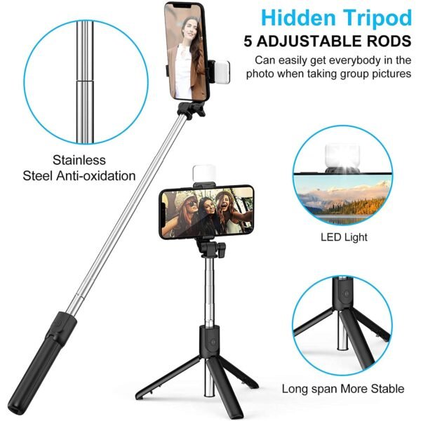 3 in 1 Wired Selfie Stick with Extendable Handle (70 Cm Long)
