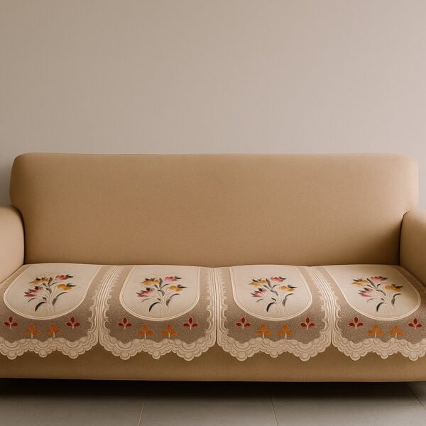Floral Sofa Seat Runner Protector - (1 Pc / 134x28 Inch)