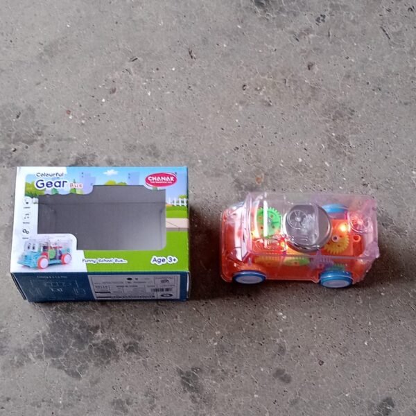 Transparent Musical Mini School Bus Toy for Kids