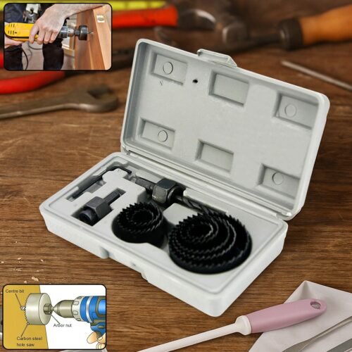 0428_holesaw11pc.jpg Wood Hole Saw Cutting Set (11 pcs, 19-64mm, Multicolour)