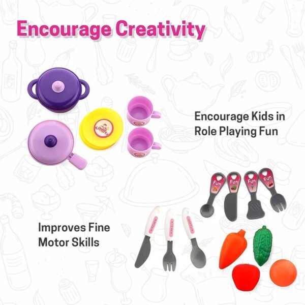 04_02353f2e-ffa0-4c23-a540-37c7527410e4.jpg Kitchen Set for Kids Girls Pretend Play Toys Little (23 Pcs Set Approx)