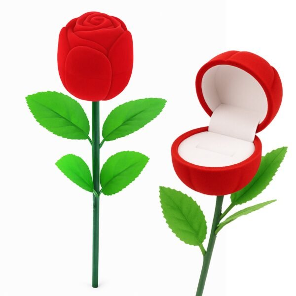Artificial Rose Flower Shaped Jewelry Ring Box (1 Pc)