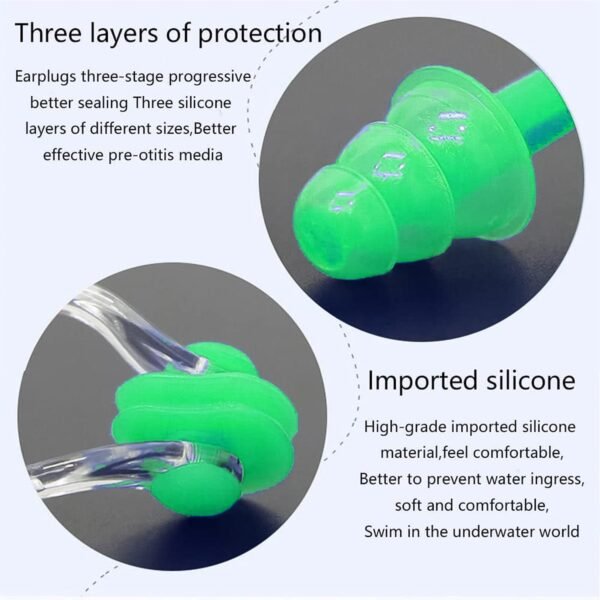 Swimming Earplugs and Nose Clip Set (3 Pc)