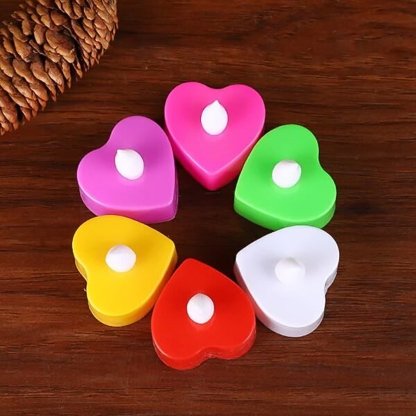 Heart Shape Battery Operated Tea Light LED Candles, Decoration Diwali (24 Pc Set)