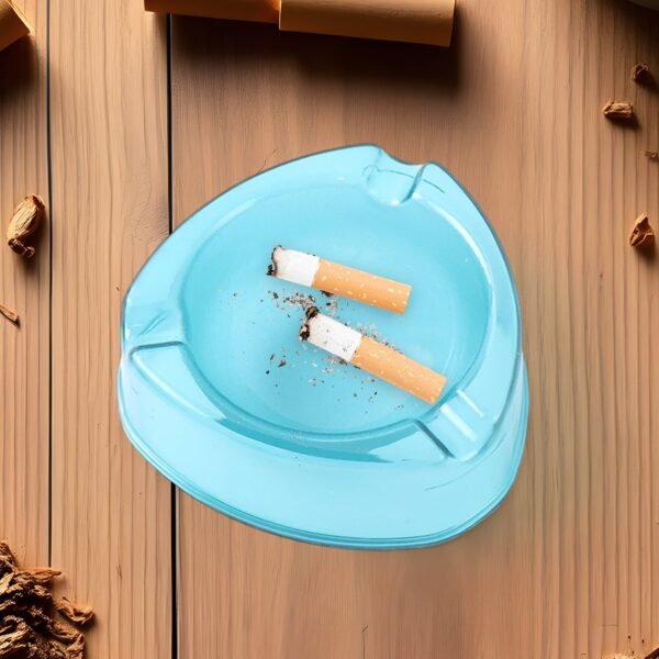 Heavy-Duty Transparent Plastic Ashtray with Triple Rest Slots (1 Pc)